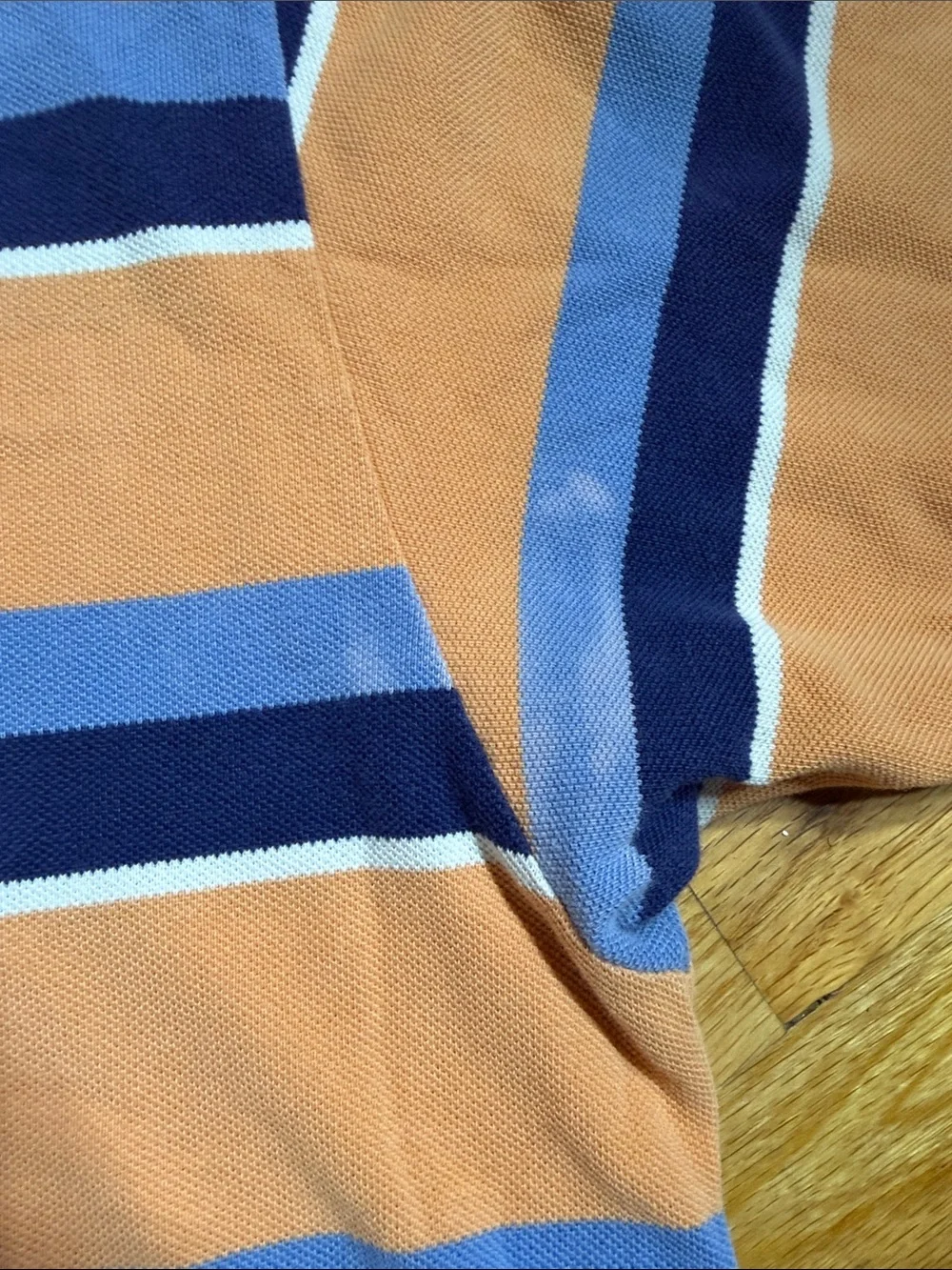 Polo by Ralph Lauren Peach Orange and Blue Striped Polo Shirt